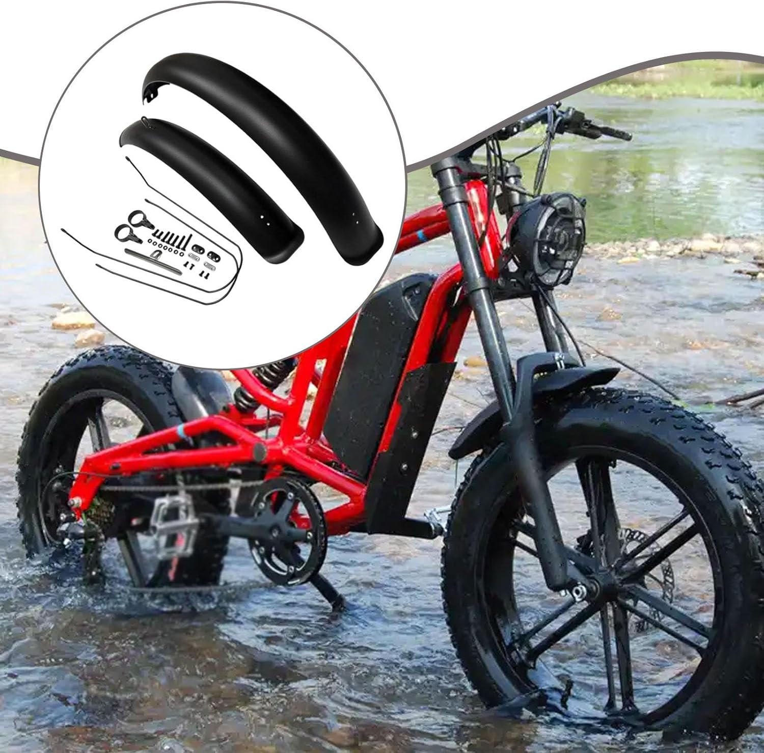 2 Pieces Bike Fender Mudguard Protector Cycling Accessory Lightweight PP Material Easy Installation Suitable for Electri