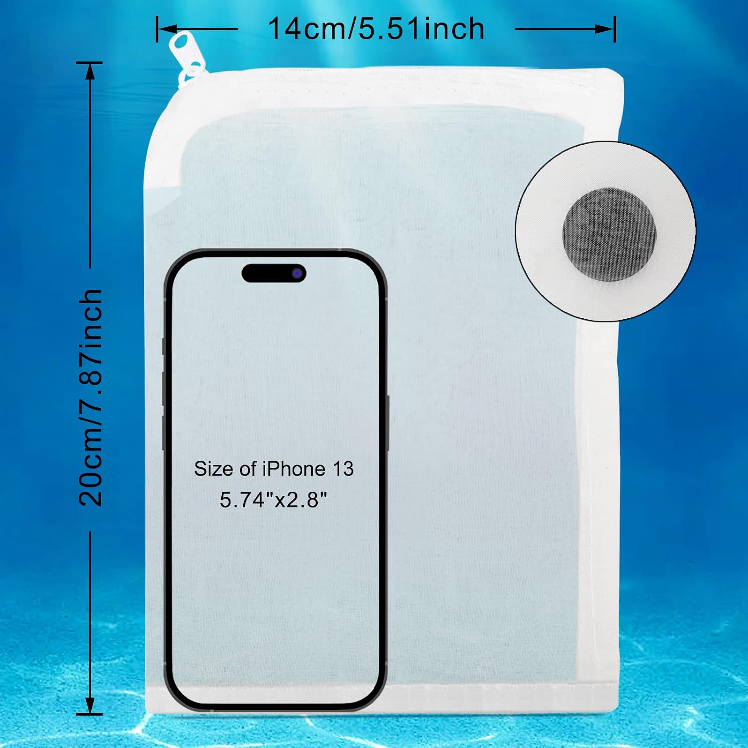Segarty Aquarium Filter Bags High Flow, 10 Pack 0.15mm Mesh Bag 7.7 x 6 Inch Reusable White Nylon Media Net Bags with Plastic Zipper for Bio Balls, Ceramic Rings, Activated Carbon, Charcoal, Fish Tank image 2
