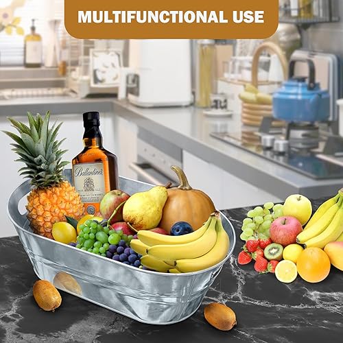 Miniatura 5 de Tina galvanizada de 4 galones con almacenamiento de bebidas de cerveza de metal, 4 unidades, cubos de hielo galvanizados para fiestas