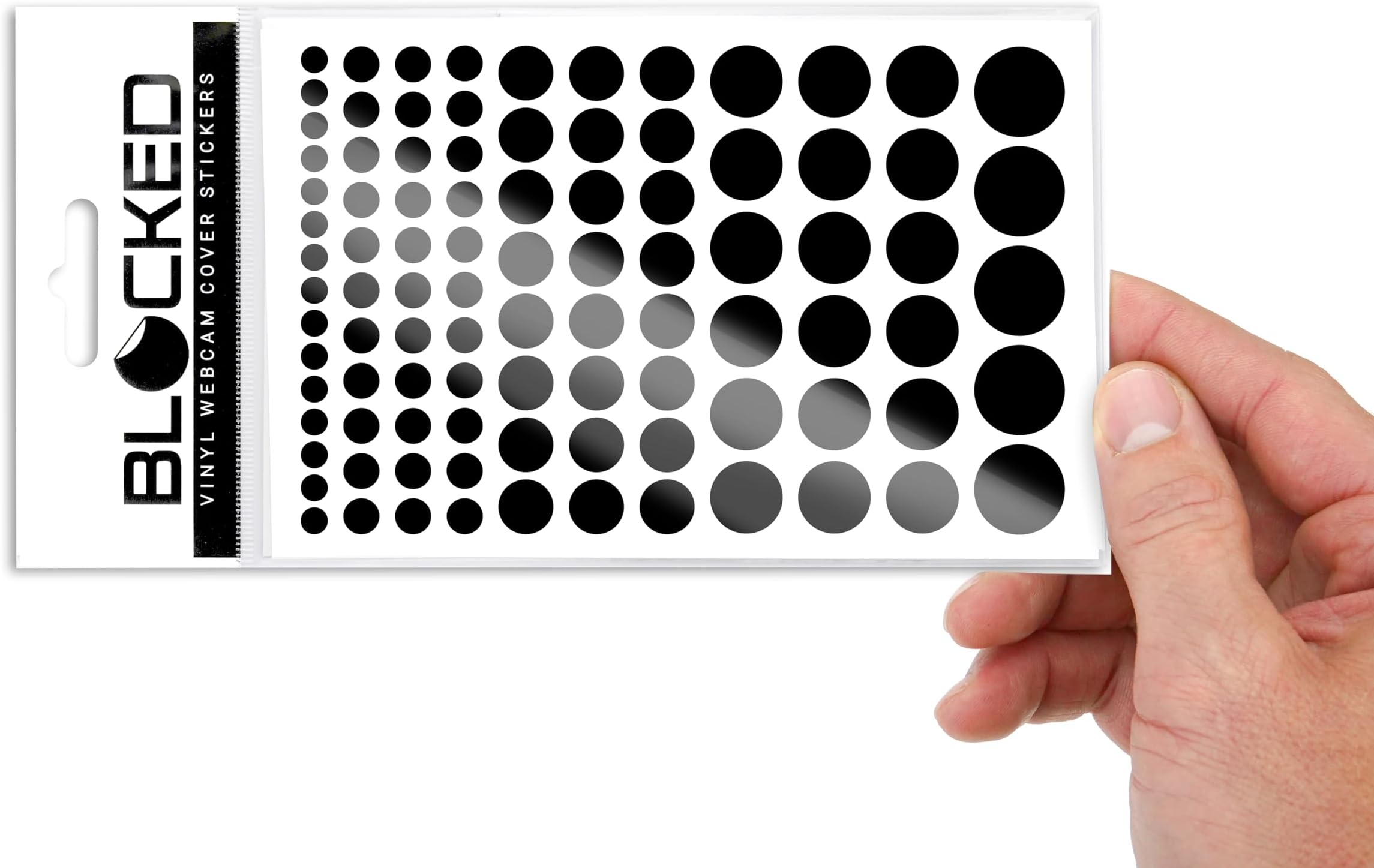 BLOCKED Original Vinyl Webcam Cover Stickers | 95 Restickable & Stackable Privacy Covers | for All Camera-endable Devices | 5-Sizes | Black 95-Pack (Glossy)