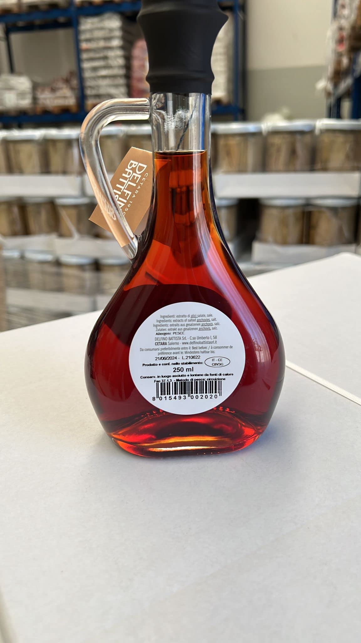 Colatura di Alici di Cetara, Acciughe Sotto Sale, Cetara, Delfino, 250 ml