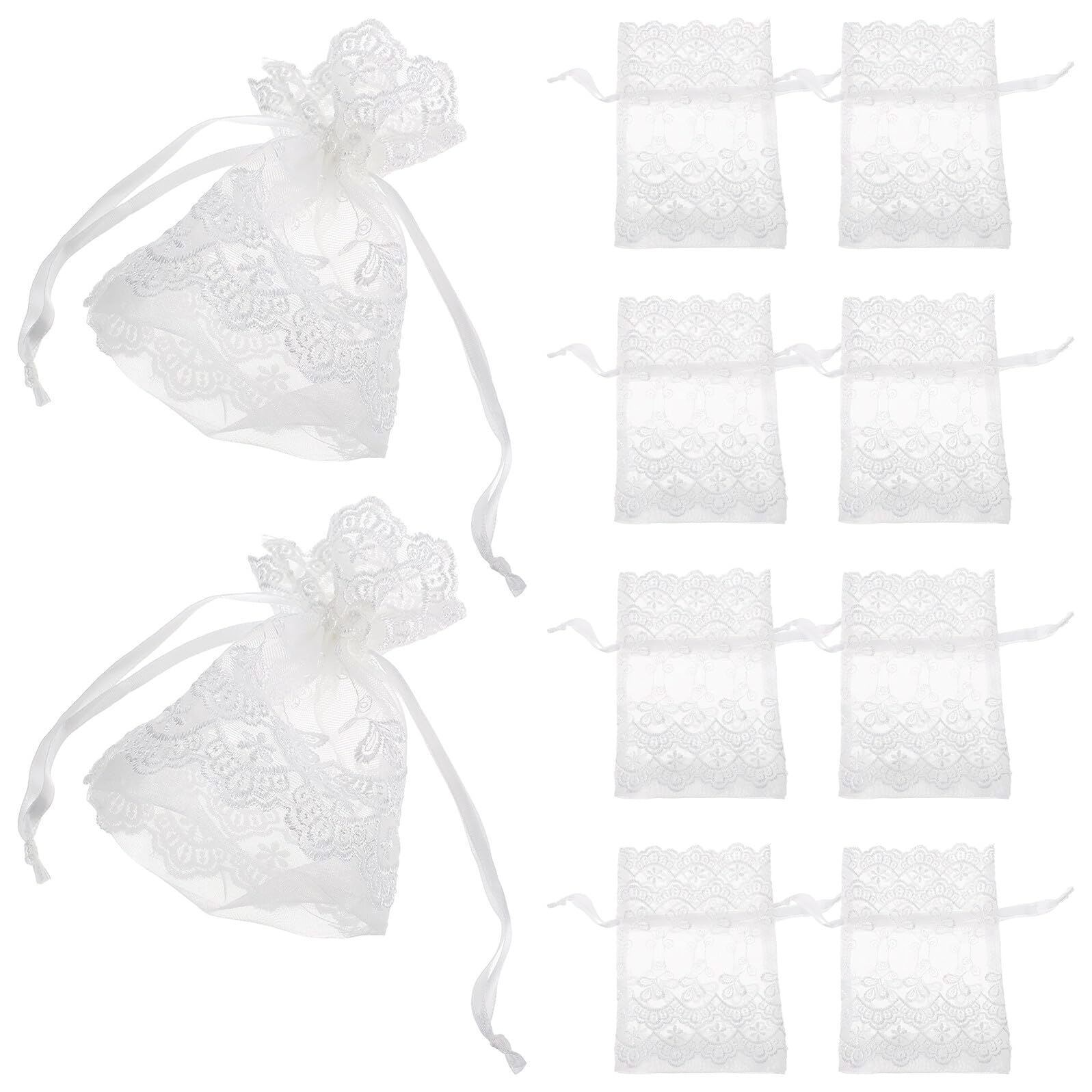 25 Stück Weiße Organza Geschenktüten mit Kordelzug Kleine Netzbeutel Atmungsaktiv Schmuck und Gastgeschenkbeutel für Weihnachten Hochzeit und Party