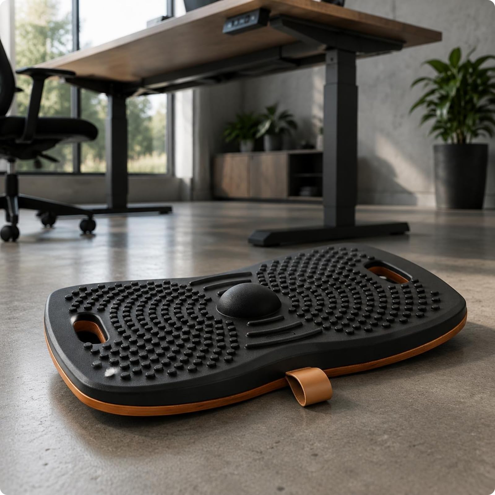 Tavola di Equilibrio Antiaffaticamento Tavola Oscillante Piattaforma per Scrivania in Piedi Tappetino Massaggiante Base Antiscivolo Legno Ergonomico Adatta per Studio Postazione in Piedi