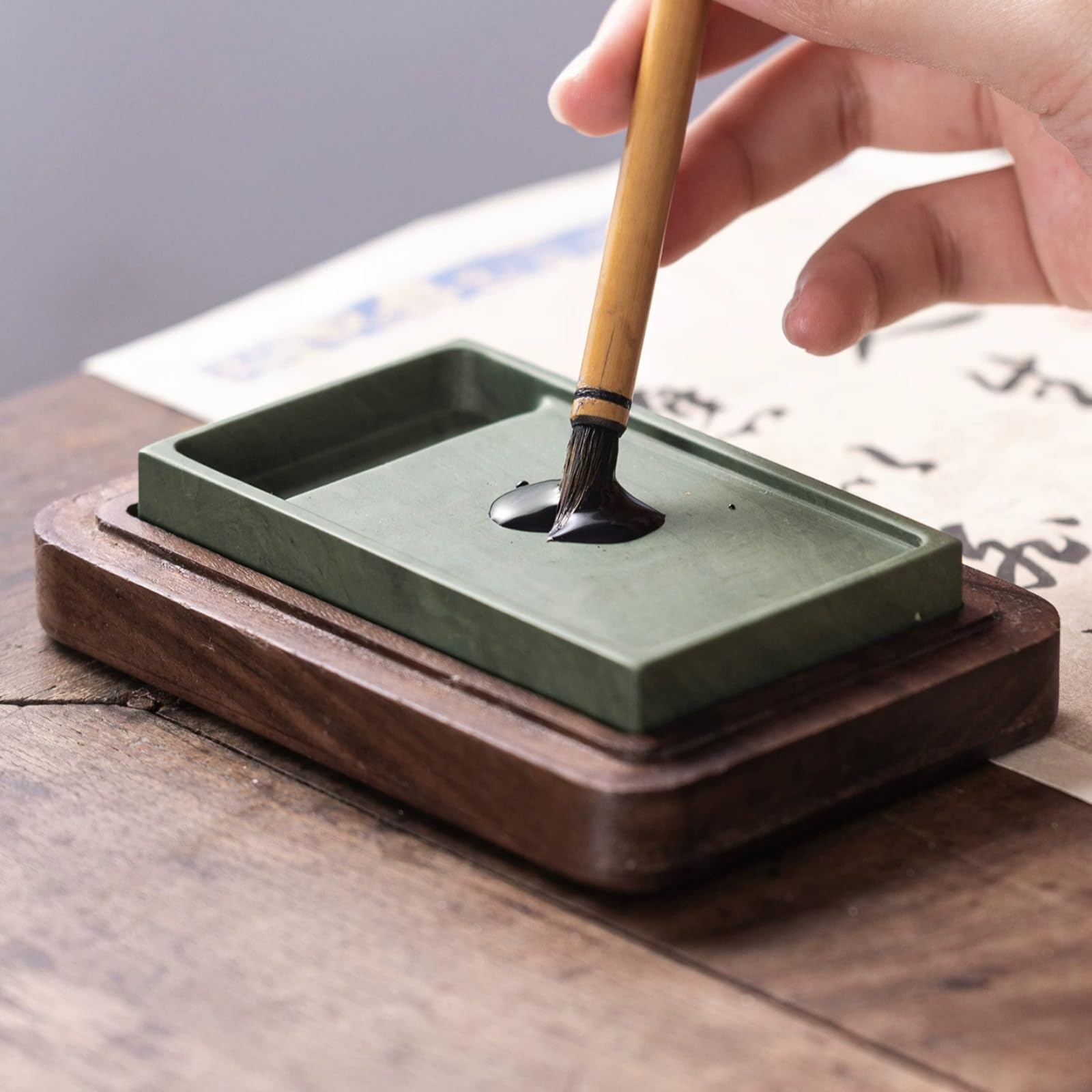 Avec coffret cadeau Inkstone pour débutant, 11 cm, fournitures de calligraphie Inkstone