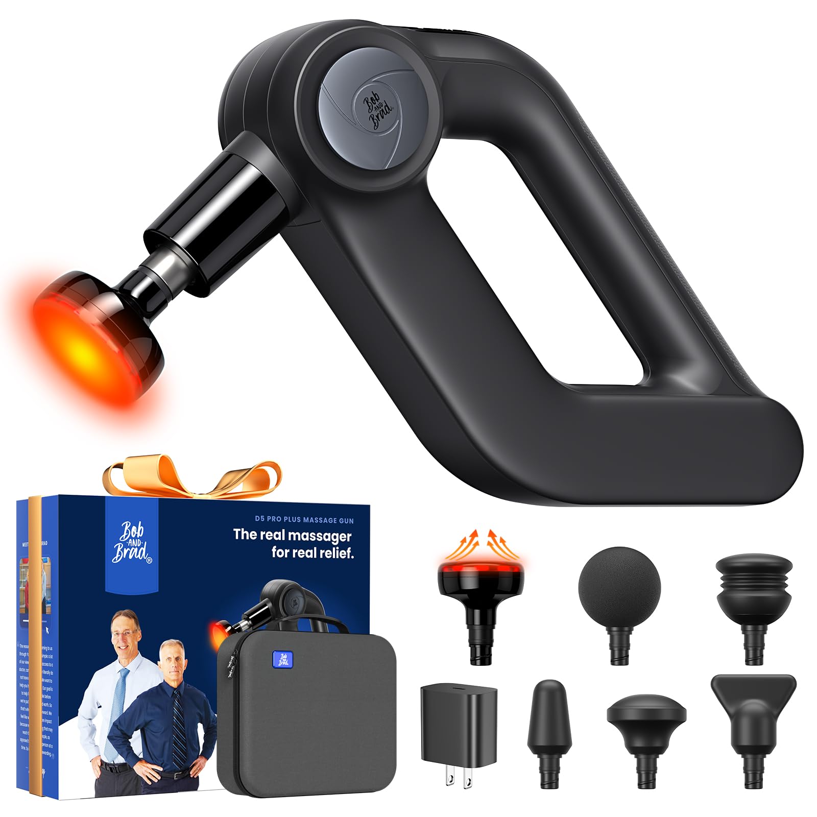 BOB AND BRAD D5 Pro Plus Massage Gun with Heat, FSA-HSA Eligible, 13mm Amplitude Deep Tissue Percussion Massage Gun with Max Power for Muscle Therapy,