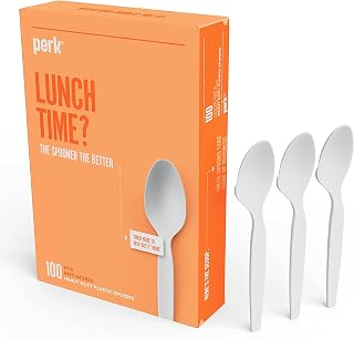 Staples Perk Plastic Spoons, Heavy-Weight Disposable Silverware, Perfect For Breakfast, Snacks, Desserts, 100-Pack, White