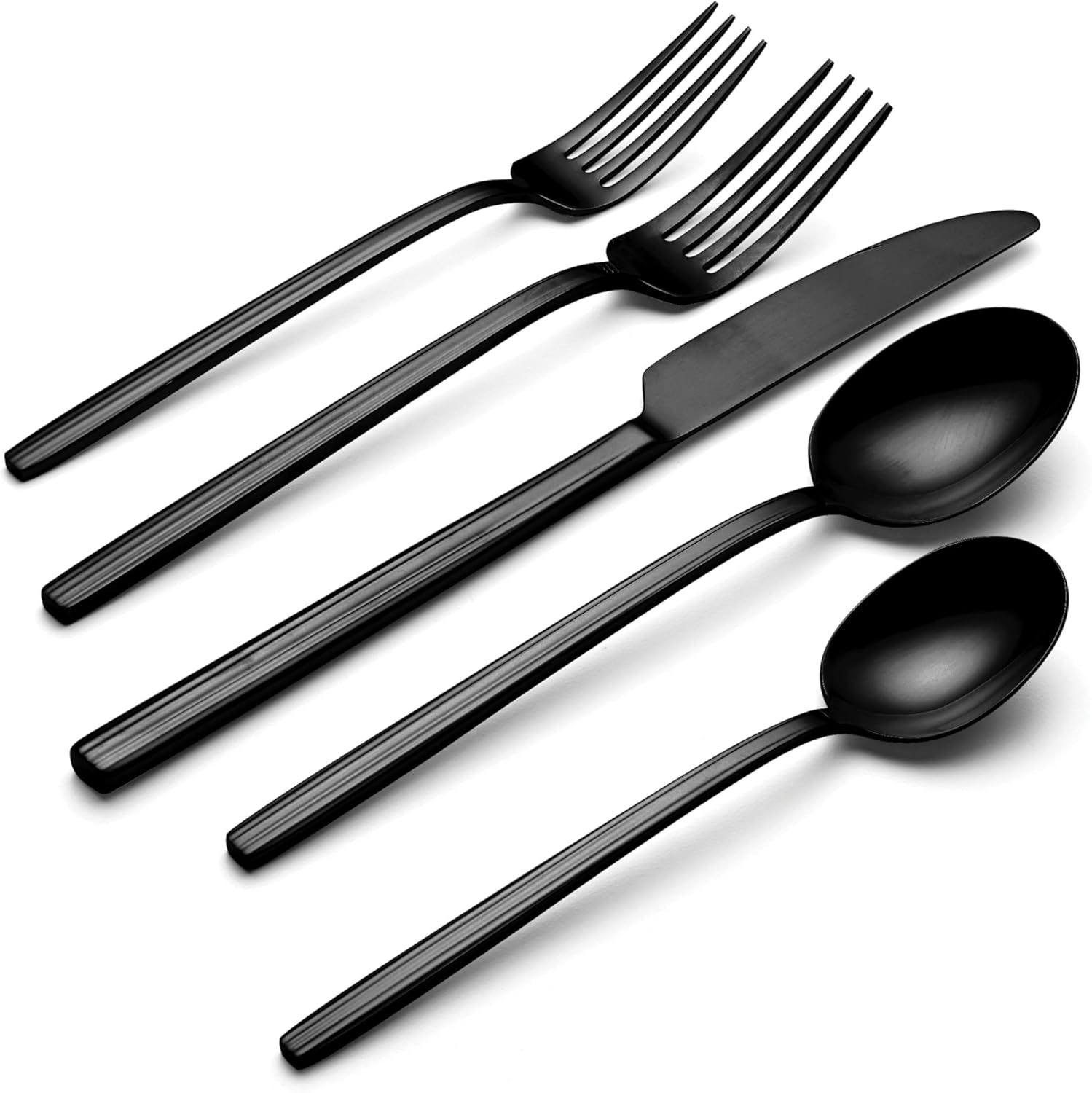Oneida Silverware Set, Dean Satin Black 20 Piece Flatware Set, Service For 4, 18/0 Stainless Steel, Dishwasher Safe, Cutlery Sets, Kitchen Utensils Sets, Knives Spoons And Forks (Black, 20 Pieces)