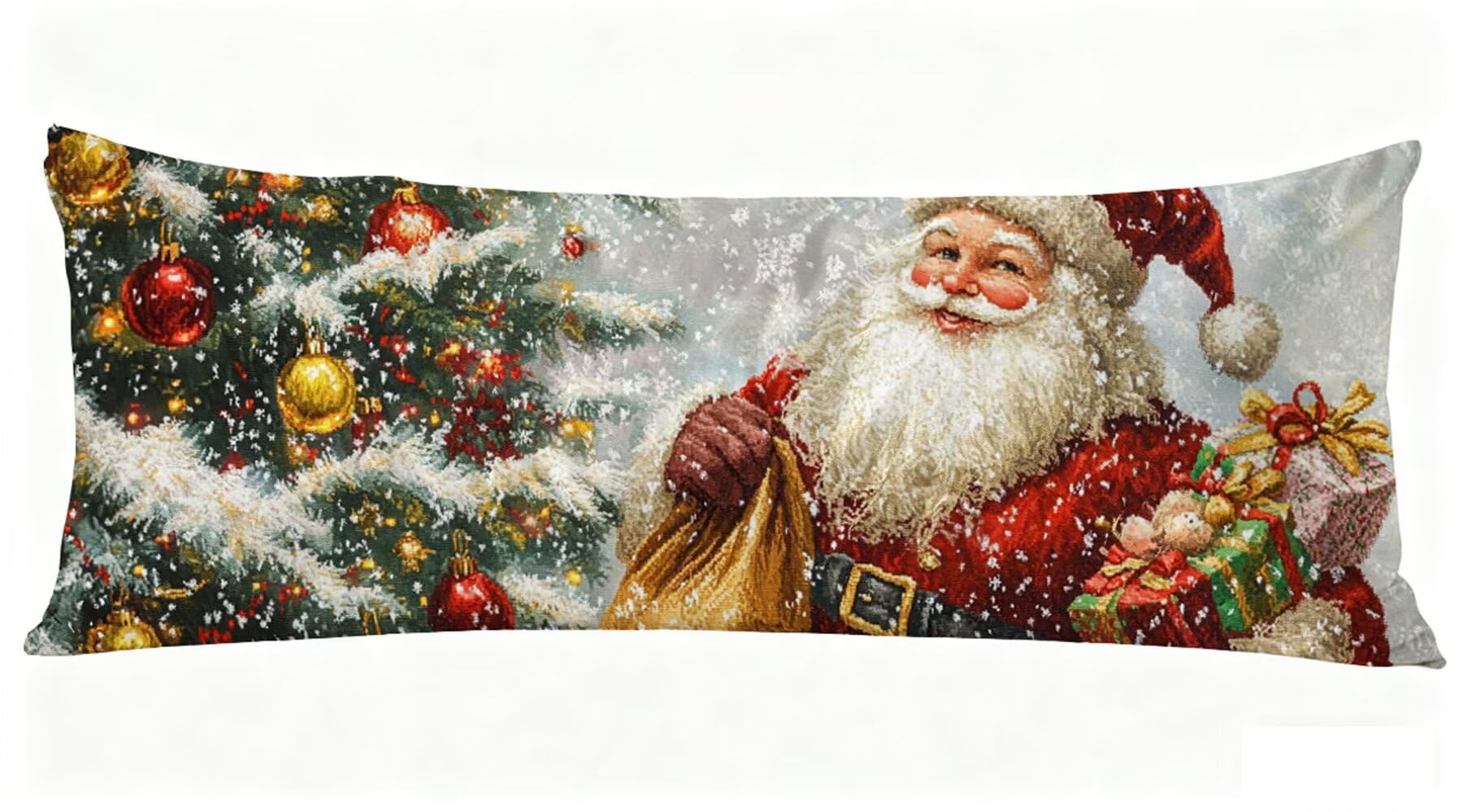 Poduszka do spania na boku, zimowa poszewka na poduszkę, 50 x 180 cm, długa, z zamkiem błyskawicznym, długie poszewki na poduszki, do karmienia, ciąży, dla osób śpiących na boku (Boże Narodzenie) J0