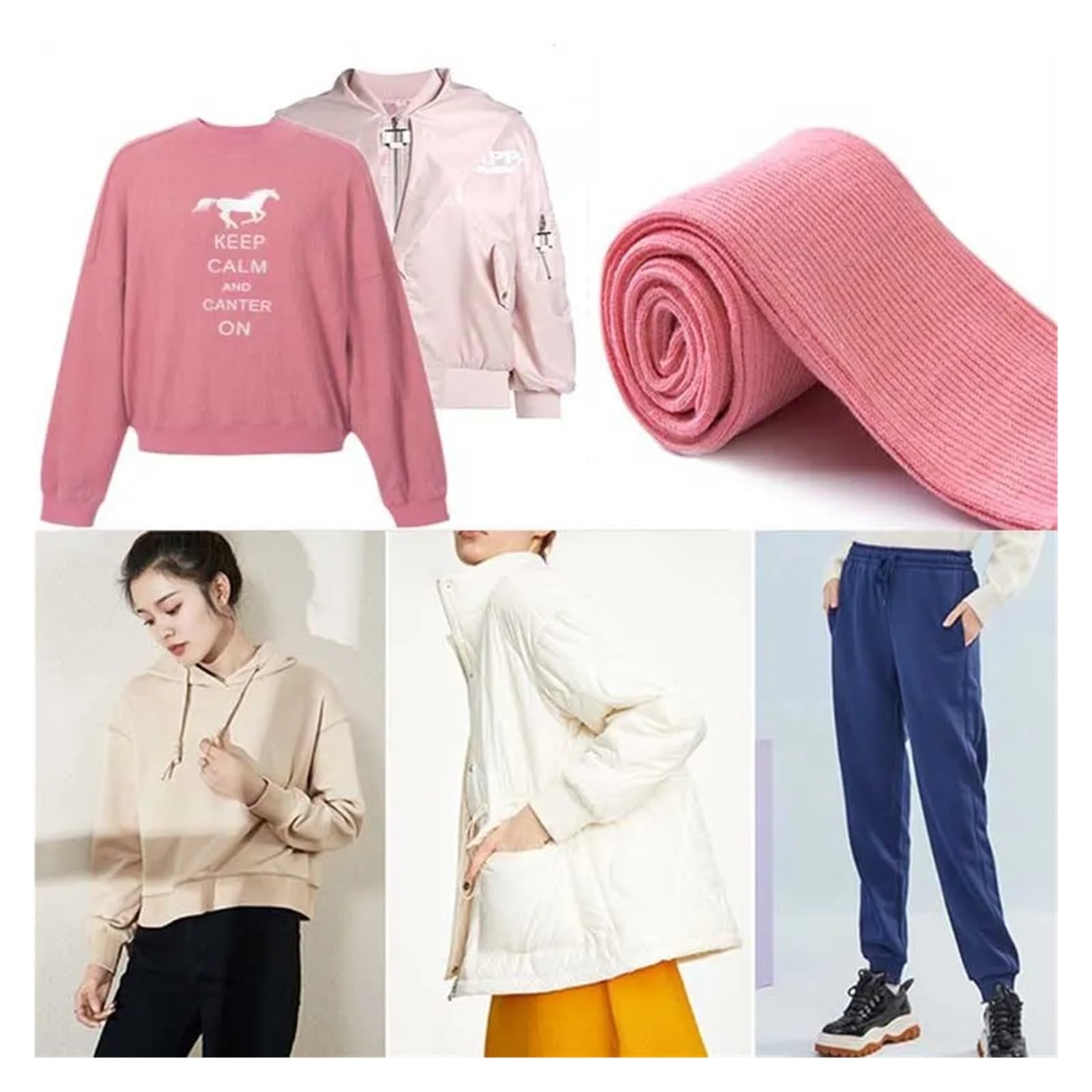 Polsini Elastici A Coste 2 Pezzi Tubolare Lavorato A Maglia Tessuto Polsino A Coste Polsino Alto - Foto 7