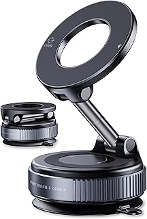 حامل موبايل مغناطيسي للسيارة، بقاعدة لاصقة مفرغة متوافق مع ماج سيف، لا يحتاج إلى شحن، قابل للطي لآيفون وأندرويد