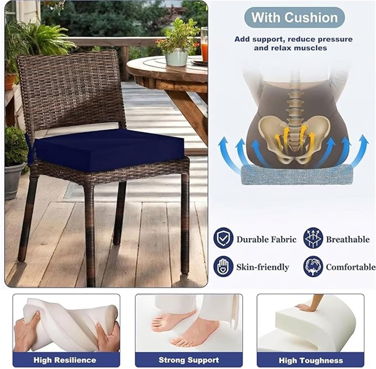 Juego cojines for sillas exterior,Cojín asiento cuadrado impermeable