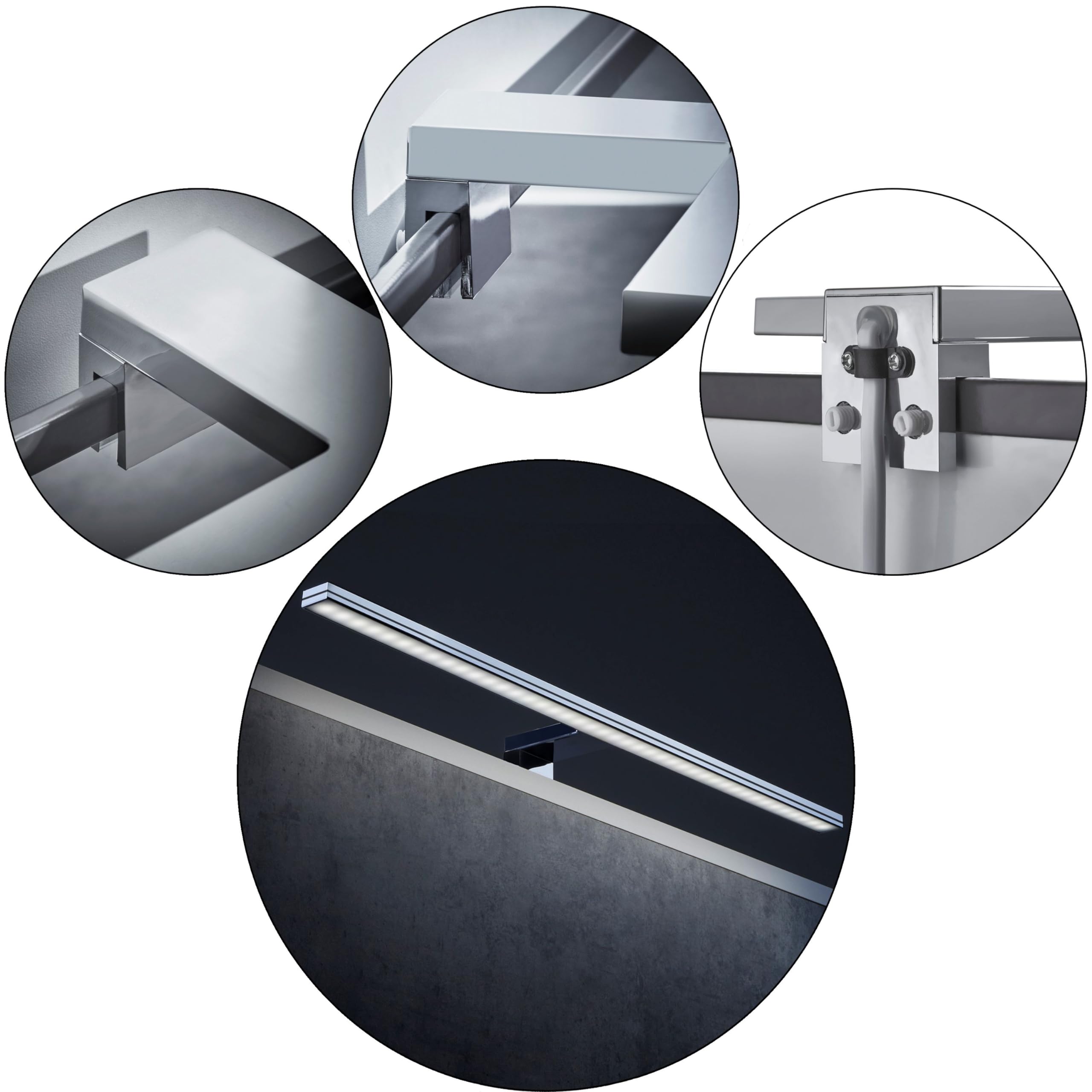 SOTECH LED Aufbauleuchte SKY 600 mm neutralweiß (4000K) 230V / 8W chrom poliert Spiegelleuchte Schrankleuchte Badleuchte