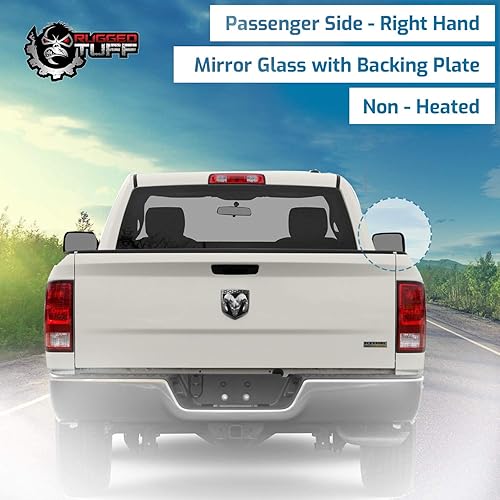 Miniatura 8 de Conjunto de vidrio para espejo lateral del pasajero con placa trasera de plástico compatible con camioneta Dodge Ram 1500 2500 3500 2010-2023 (lente