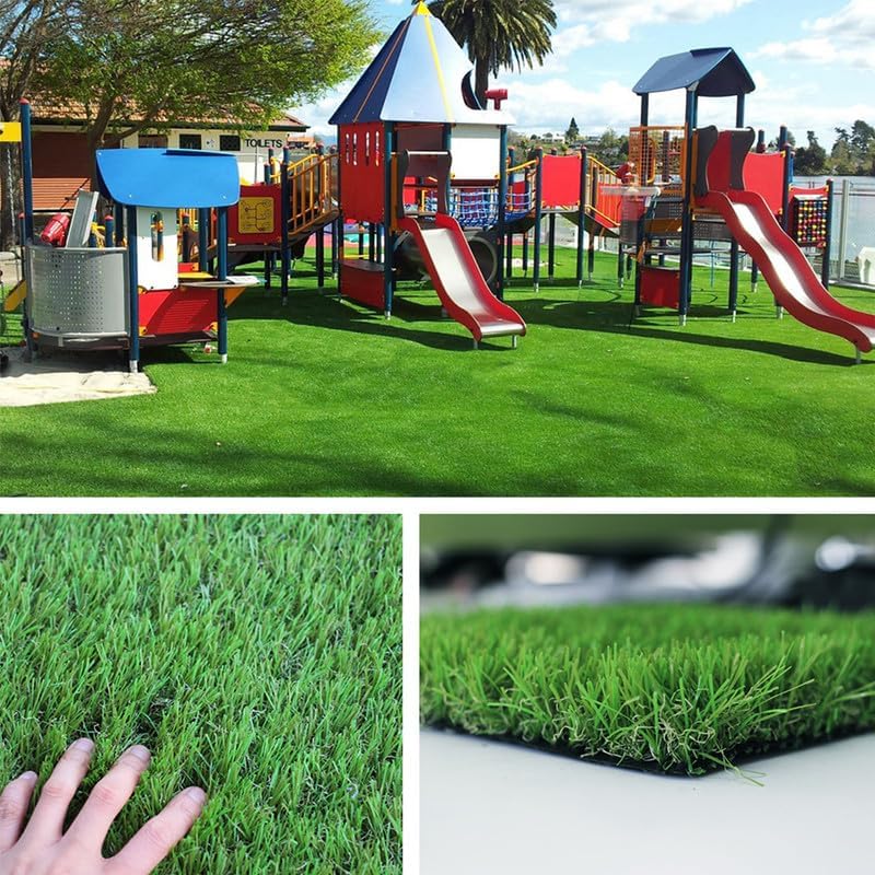 Artificial Grass Rug 4FTX6FT 1.38 Inch Indoor Outdoor Synthetic Dog Grass Mat with Drainage Holes High Density Fake Faux Grass Turf for Garden Lawn Landscape Balcony Decor