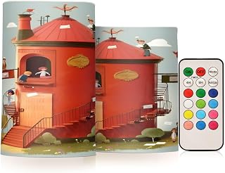 Flickering Flameless Candles, Mailbox Tower LED Candles with Remote Timer, Set of 2 Battery Operated Candle for Valentine Wedding Birthday