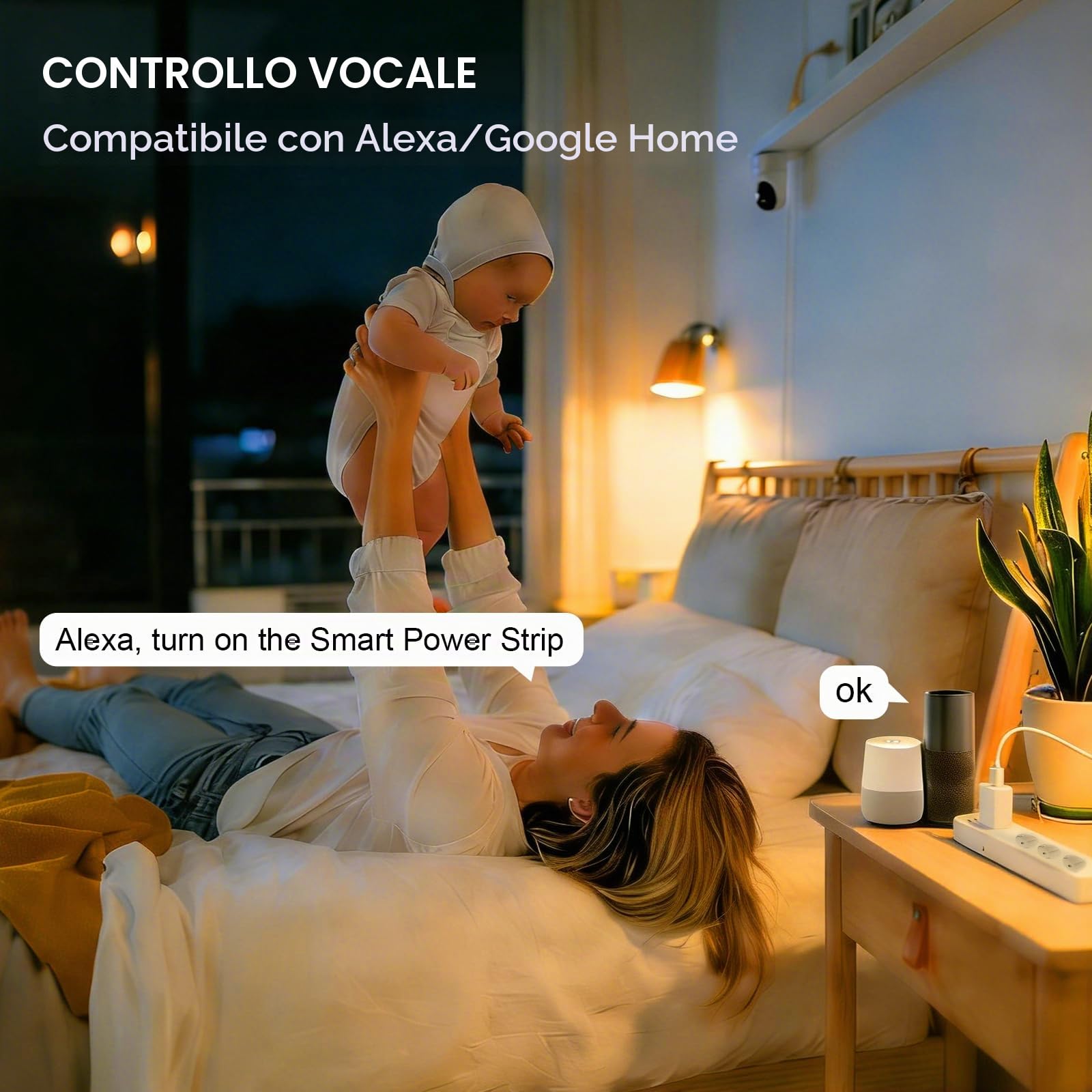 ANTELA Multipresa Smart con Monitoraggio del Consumo Ciabatta Smart Alexa | Protezione da Sovraccarico, 4 Prese AC + 4 Porte USB, Telecomando APP, Programma e Timer