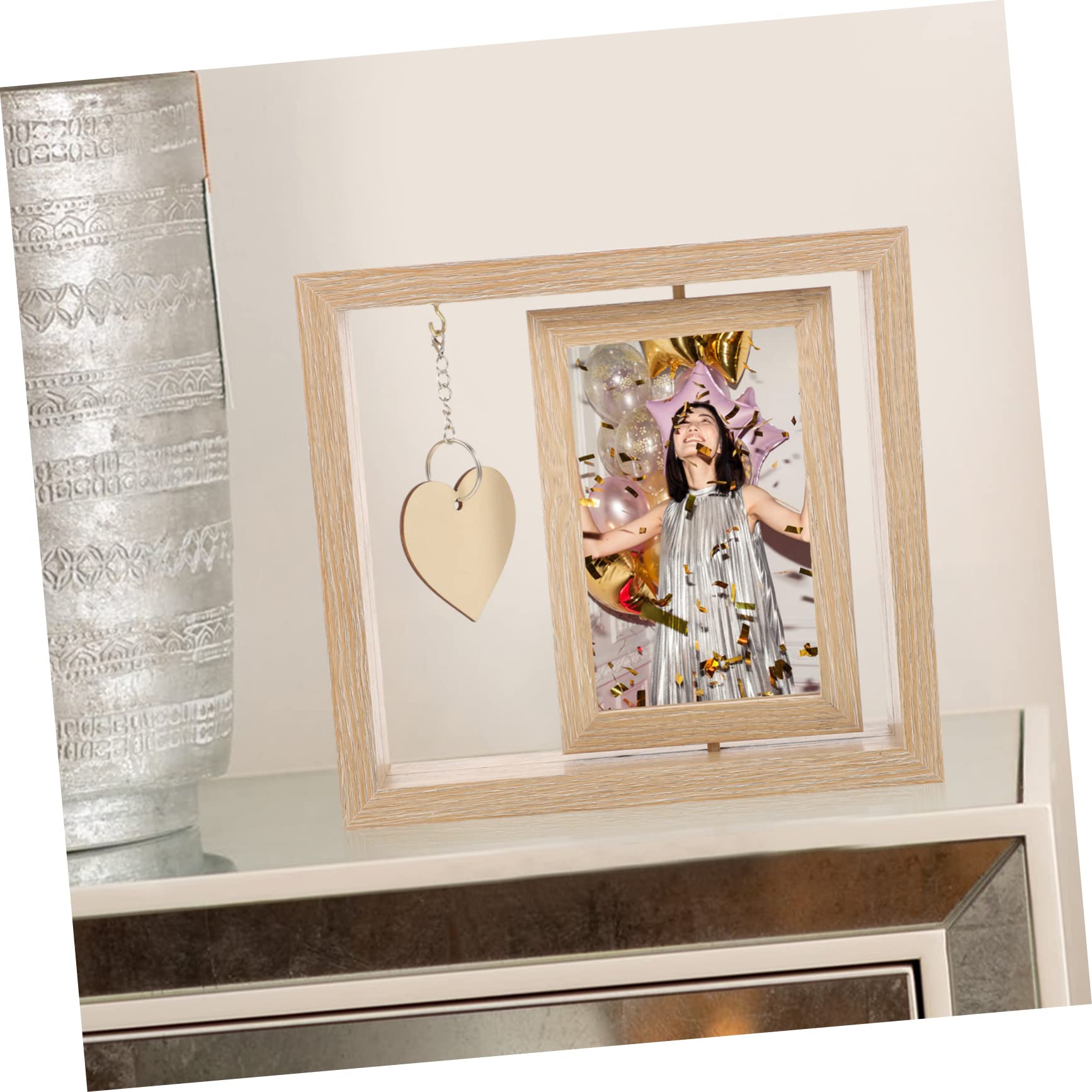 VALICLUD Cornice Foto Legno Rotante Bifacciale 6 Pollici Beige