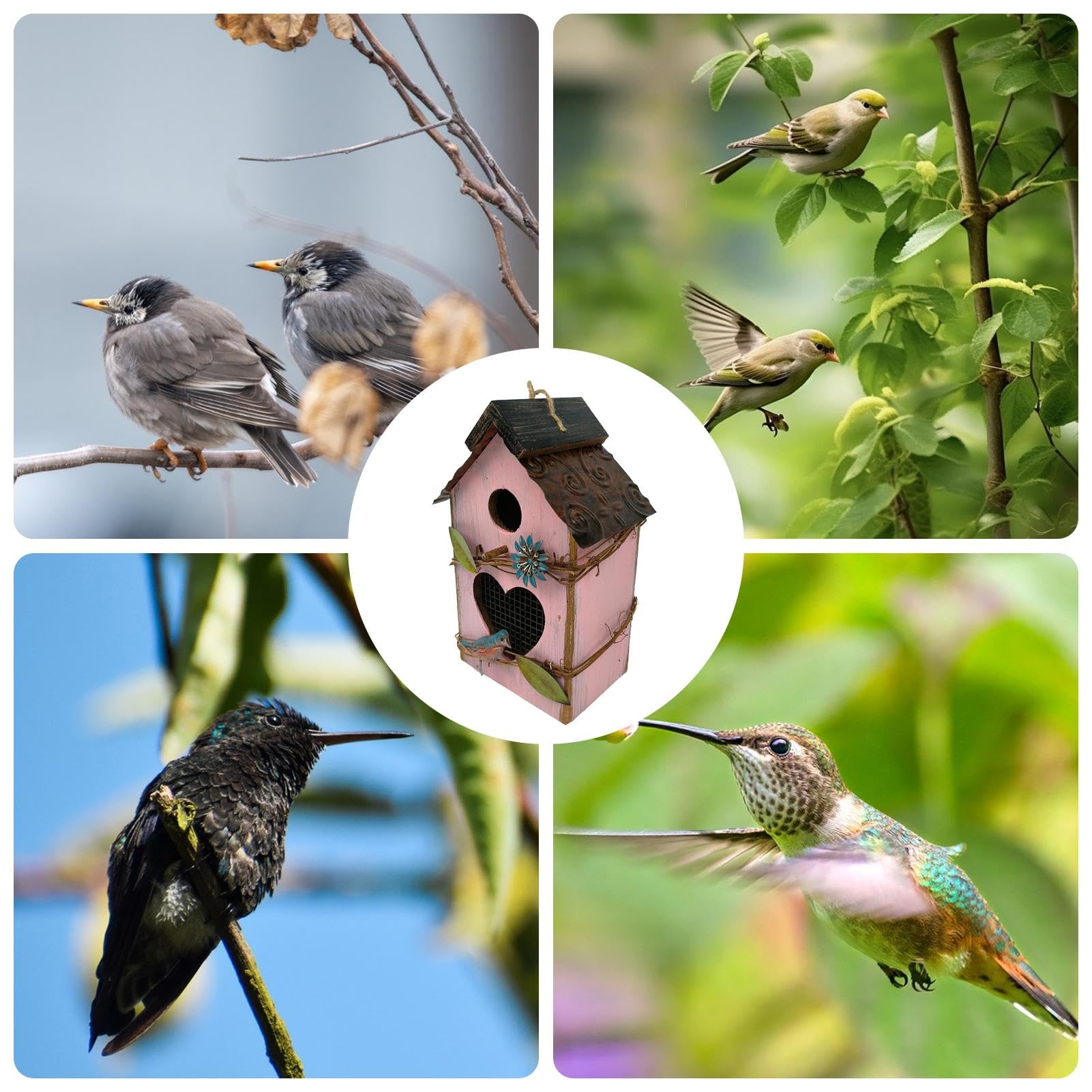 draußen Niedliche Vogelhäuschen aus Holz zum Aufhängen Außenbereich | Dekorative Gartendekoration, schützender multifunktionaler Vogelkäfig für den Terrassen-Gartenpark im Freien
