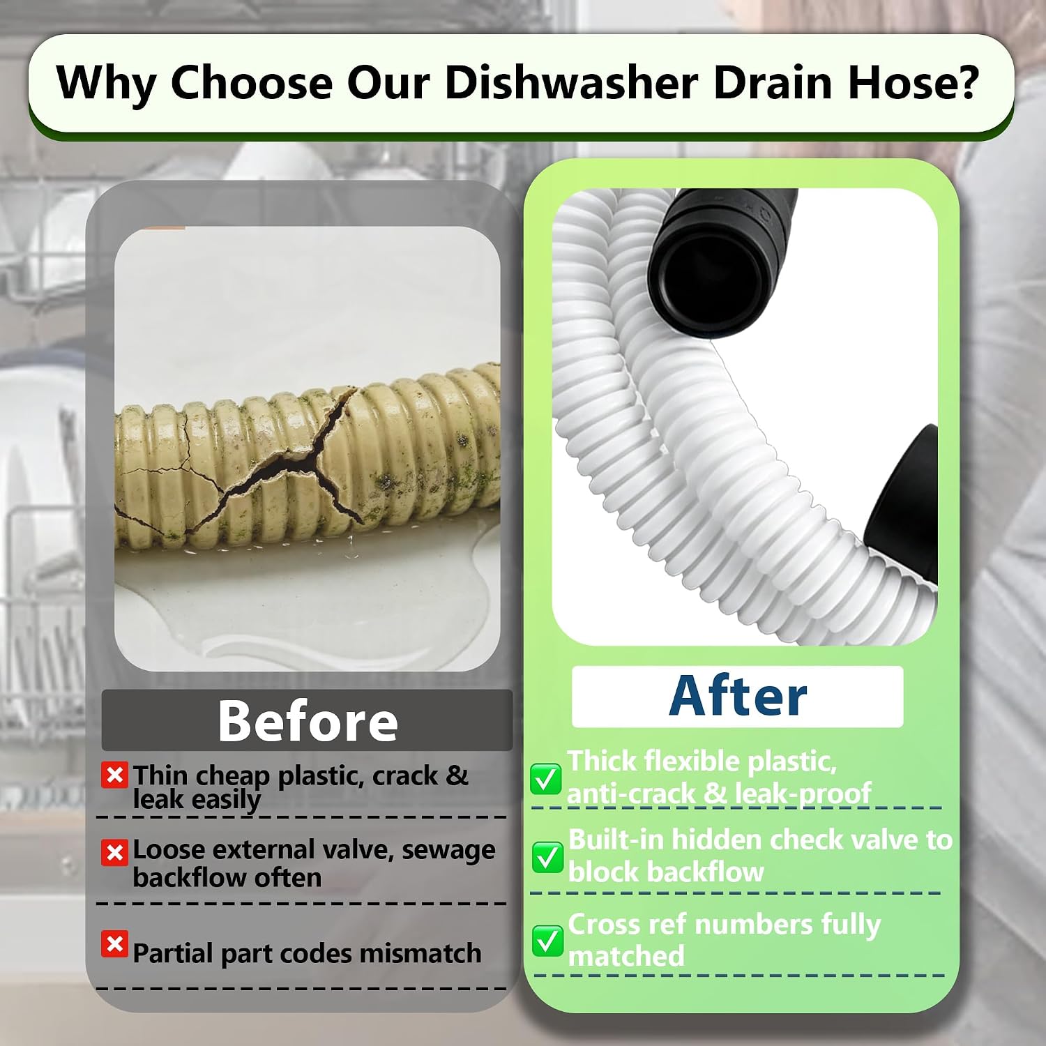 WPW10545278 Dishwasher Drain Loop Hose,for Whirlpool