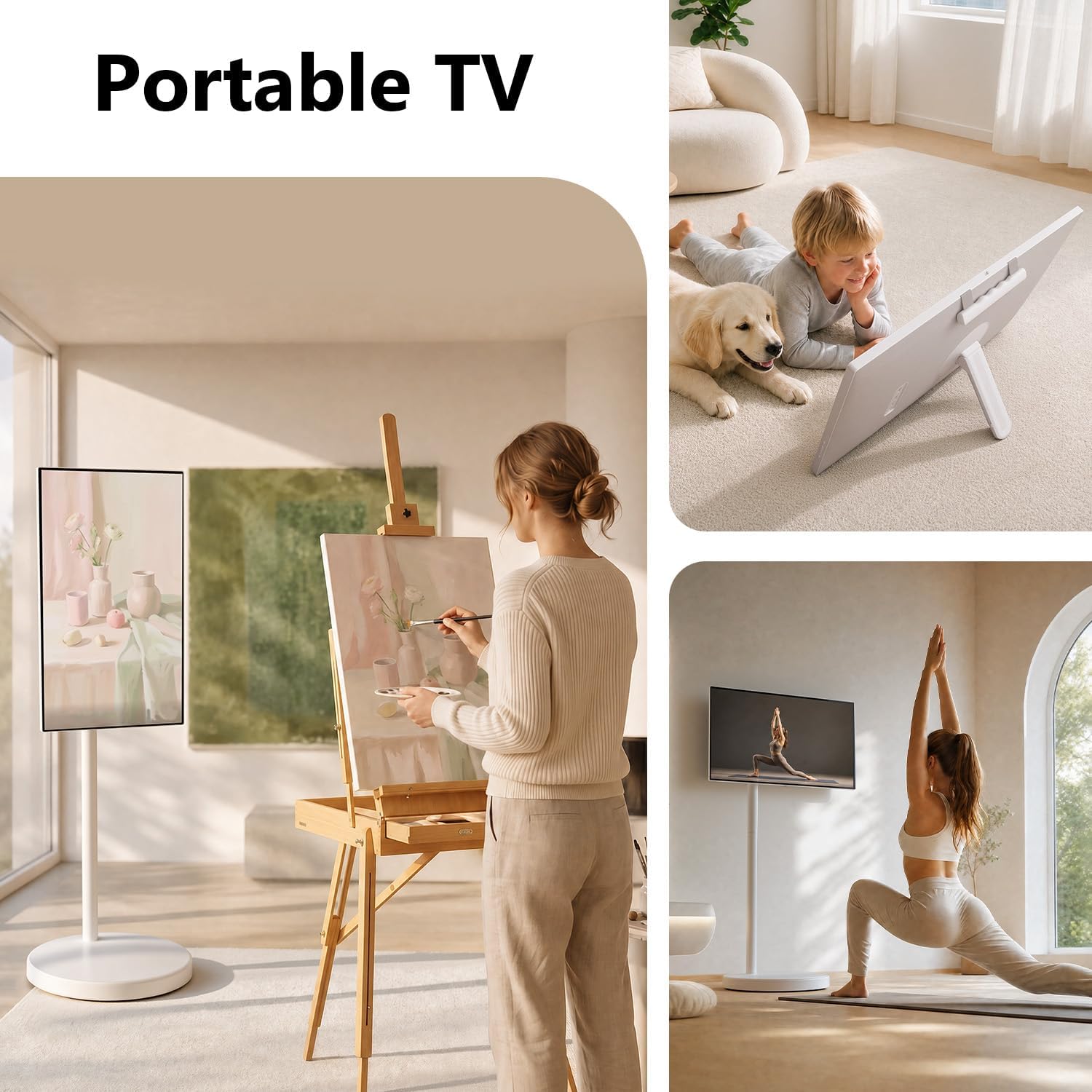 2 in 1 Portable TV,27 inch Portable Touch Screen TV,Stand and Desktop Modes