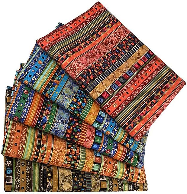 5 Pieces Ethnic Pattern Cotton and Linen Printed Fabric Fat Quarters Cotton Bundles Fabric African Print Fabric Used for DIY Sewing Headwrap Head tie Scarf Craft Project, Quilting Fabric(50×40cm)