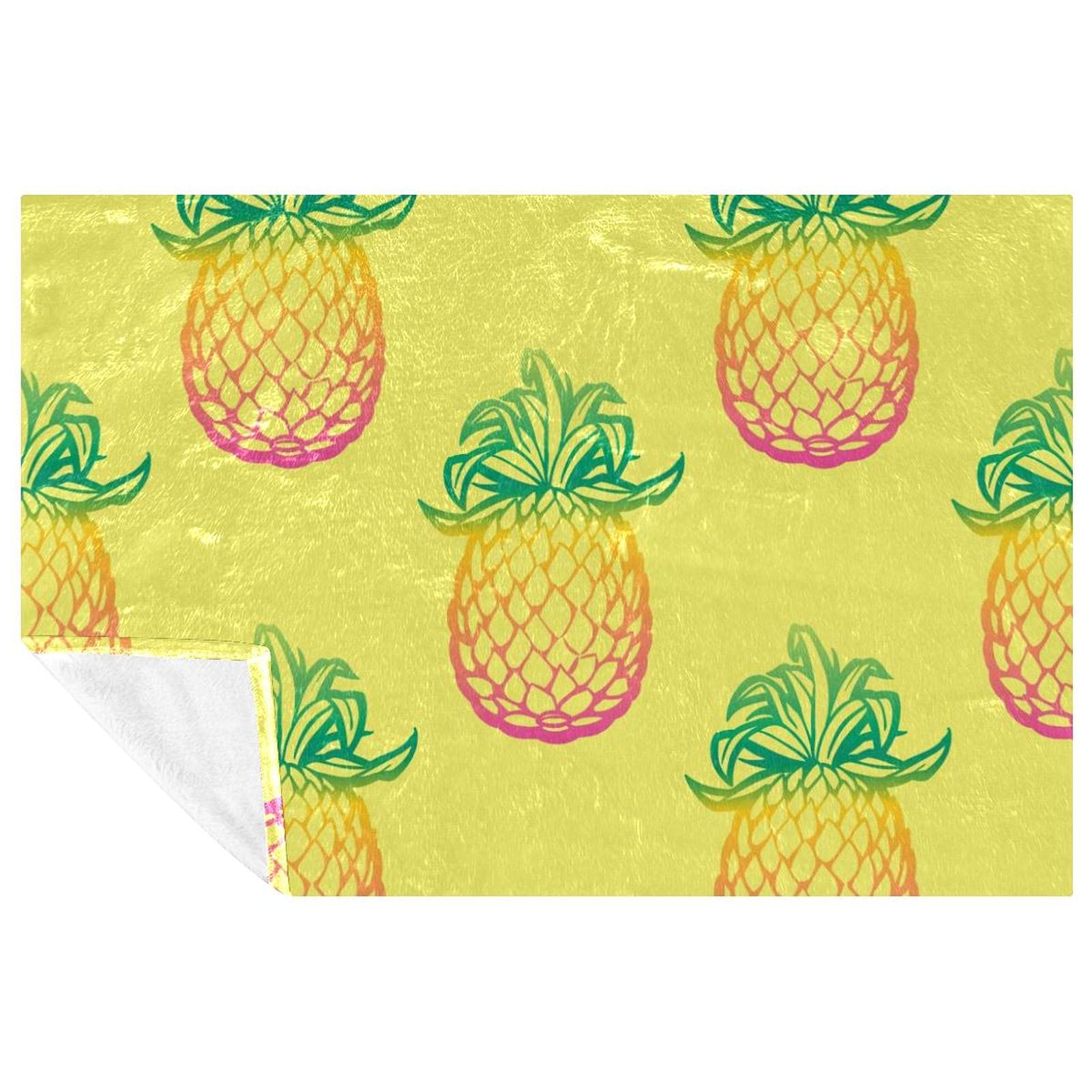 Couverture douce et chaude motif ananas lit canapé pique-nique