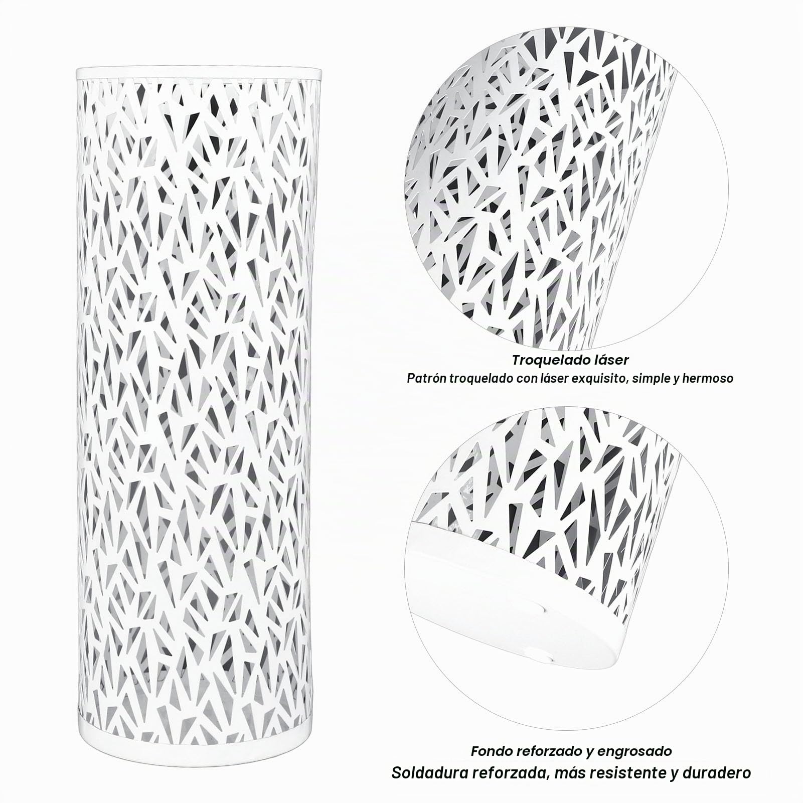 Sxhlseller Paragüero para Entrada, Organizador de Paraguas Redondo Independiente Hueco de Metal, Soporte de Almacenamiento de Paraguas para Decoración del Hogar, Hotel, Oficina (WHITE)