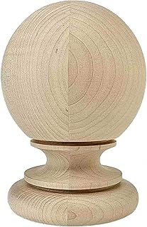 Highland Manor Wood Products Small Kline Ball Finial - 5 1/2" Tall x 3 3/4" Wide - Unfinished Round Wooden Finial for Indoor Use - Perfect for Staircases or Bed Posts - (1 Finial) (Maple)