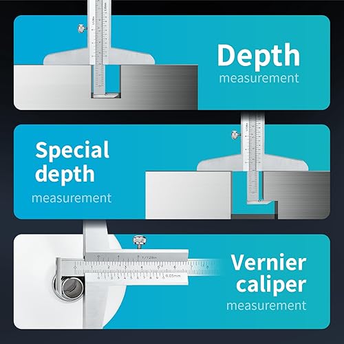 Vista 36 de Vernier Pinzas de calibrador Herramienta de medición Micrómetro de acero al carbono pulgadas/métrico 0-6 pulgadas Rango 1/128 pulgadas Escala