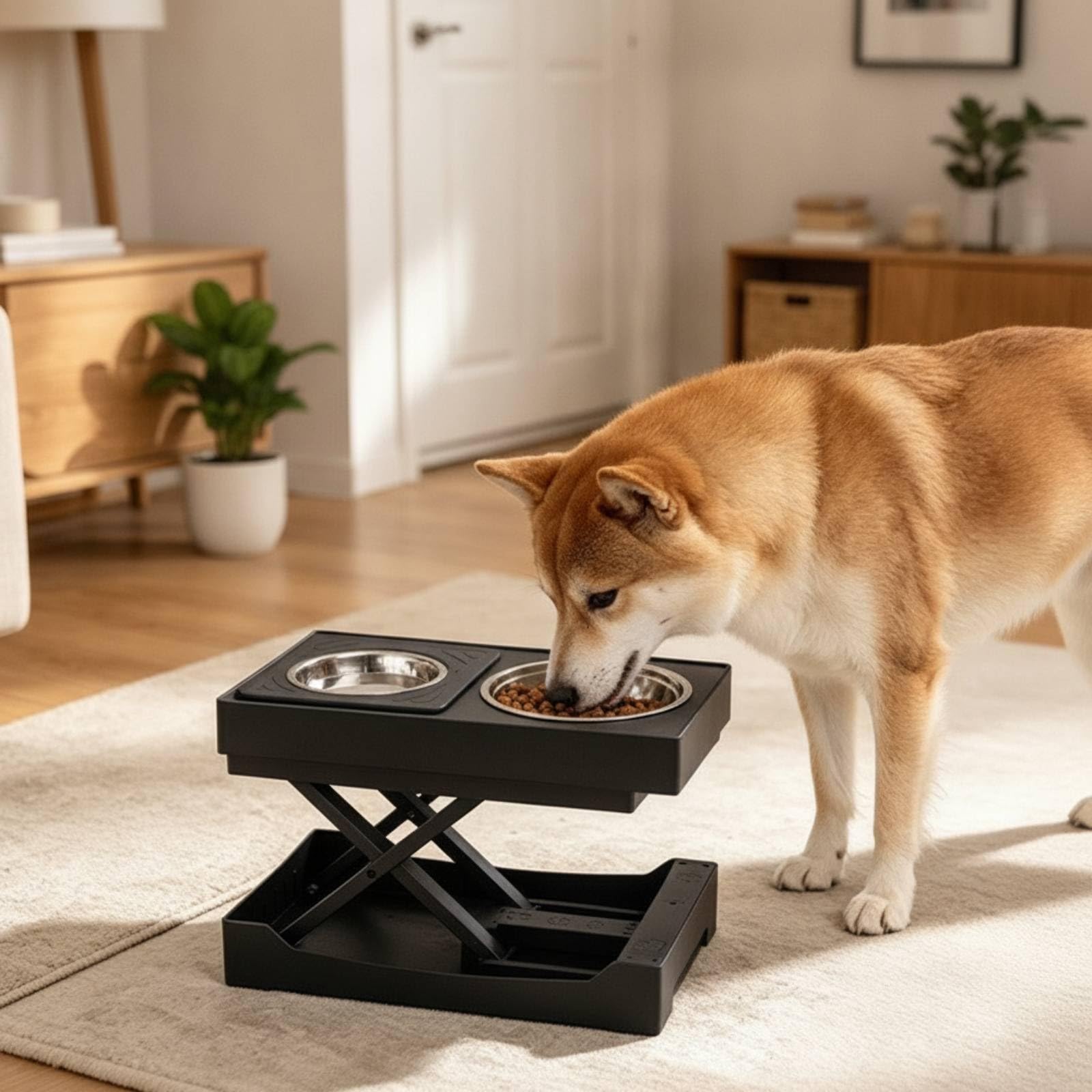 Gamelle Électrique avec Télécomman Surélevé Gamelle avec Bols Anti-Glouton Mangeoire Support pour Chiens, Chats