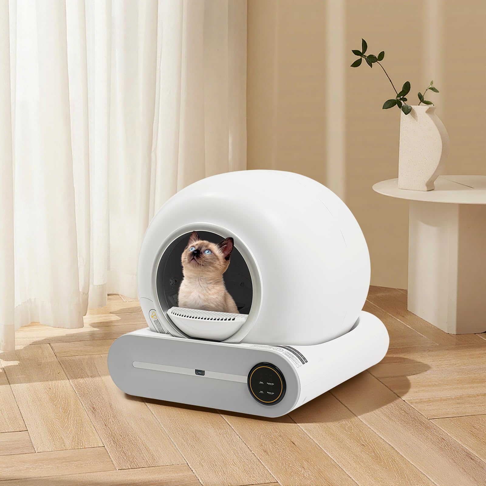 Selbstreinigende Katzentoilette, 65L Katzenklo selbstreinigend mit Desodorierungsfunktion & Gewichtssensor, APP-gesteuerte katzenklo für alle Katzen mit einem Gewicht von 1–8 kg