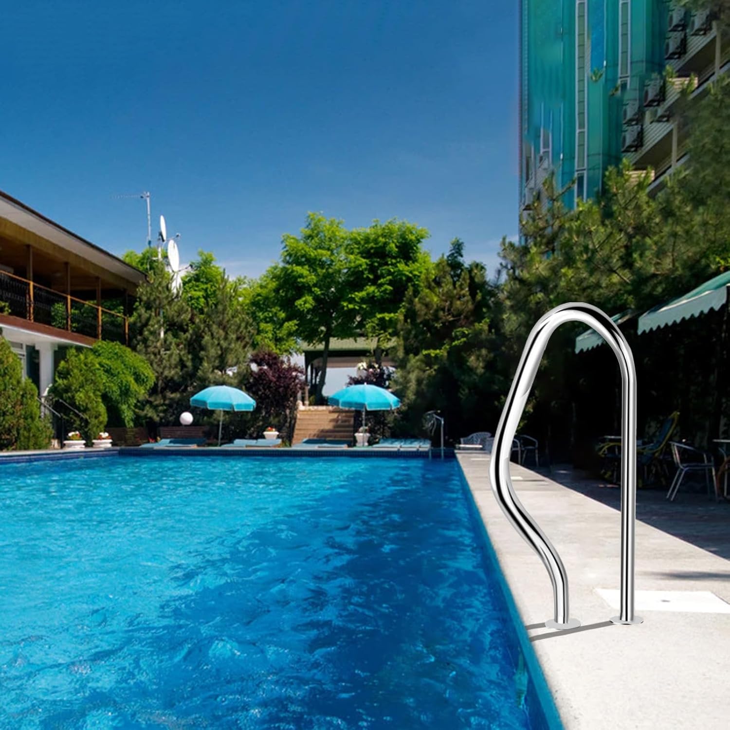 Pool Handrail Spa Stair Railing, 304 Stainless Steel Inground Pool Rails, Pool Entry Grab Bar, 330lbs Load Capacity