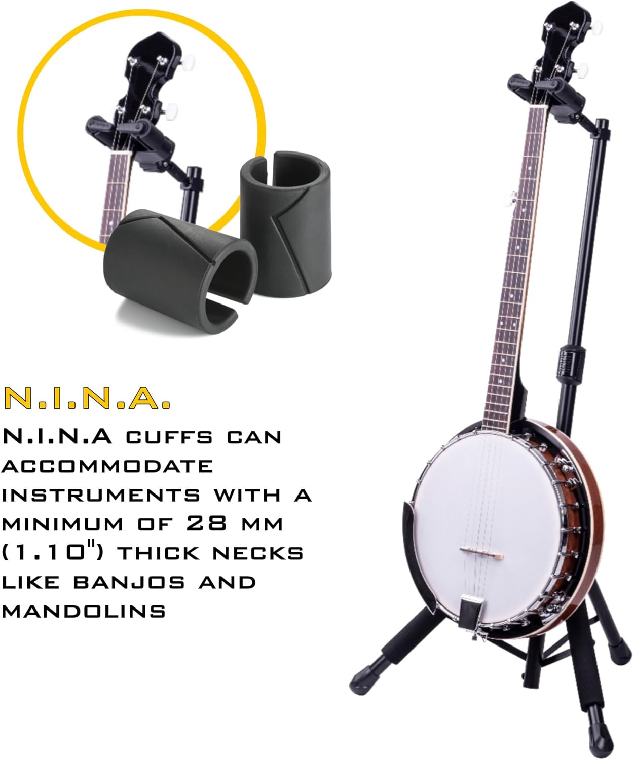 Hercules GS415B PLUS Single Guitar Stand, Auto Grip System, Foldable Backrest, Fits Guitar Neck Sizes 1.57” - 2.05”, with with Hercules GSB001 Carrying Bag and Cleaning Cloth