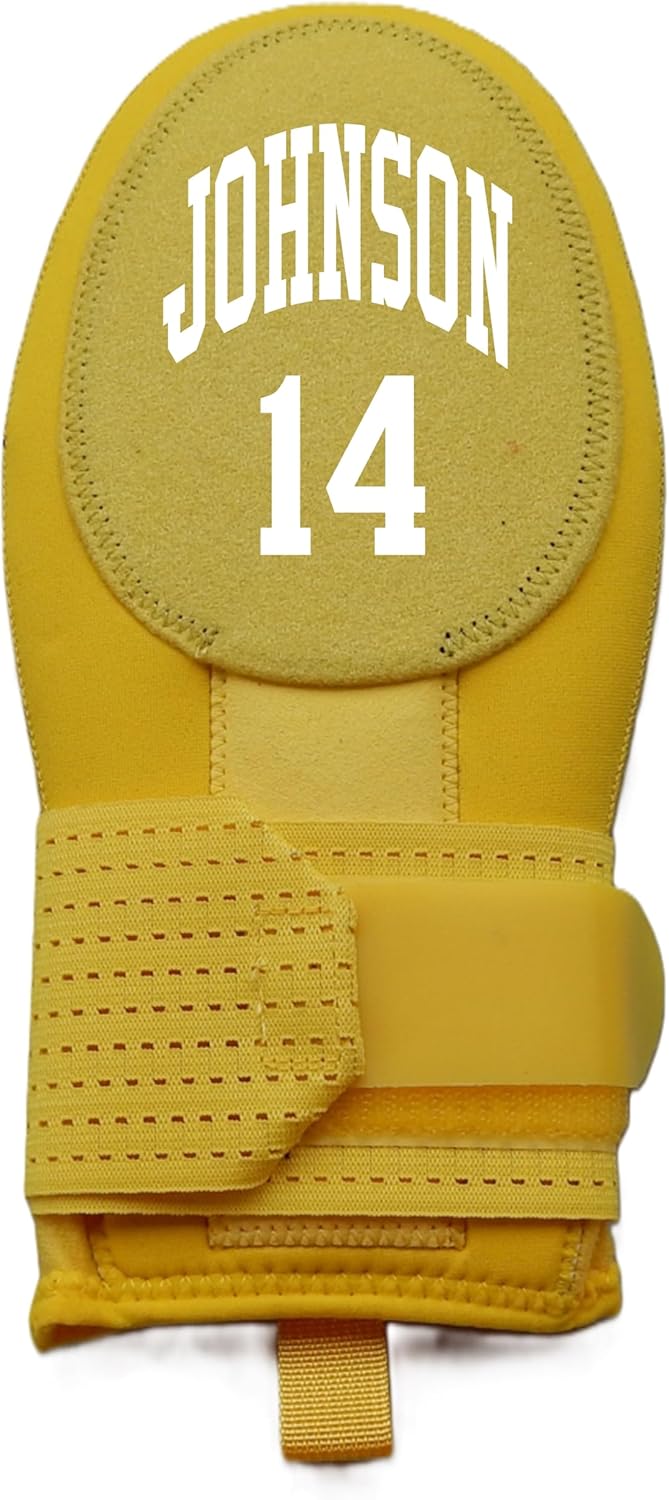 Yellow Sliding Mitt with Custom Name & Number Baseball Softball. Baserunner Protection Glove, 17 Font Color Choices and 2 Sizes