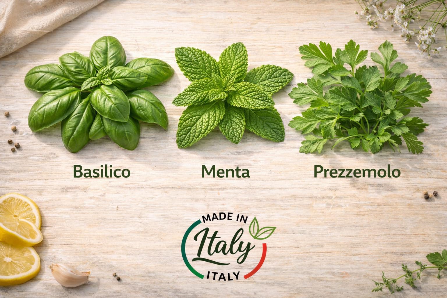 Vandas Set 3 Varietà Piante Aromatiche in Vaso 14 cm Basilico Menta Prezzemolo per Cucina Balcone e Giardino Made in Italy