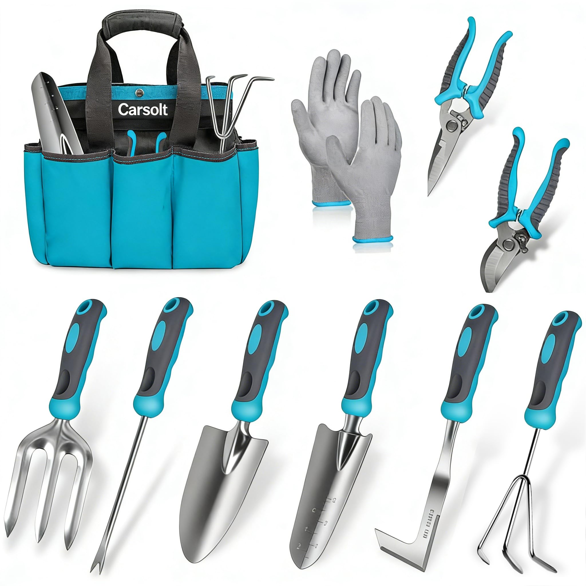 Carsolt 10 Piece Stainless Steel Set Blue