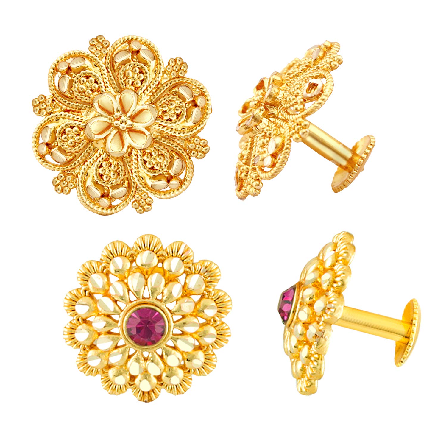 MEENAZ Traditional Temple 1 One Gram Gold 18k Copper Brass Ruby South Screw Back Studs Earrings Combo Set Pack For Women girls Latest -Ear rings combo-M07 (B08P8GRSN6) Amazon Price History, Amazon Price Tracker