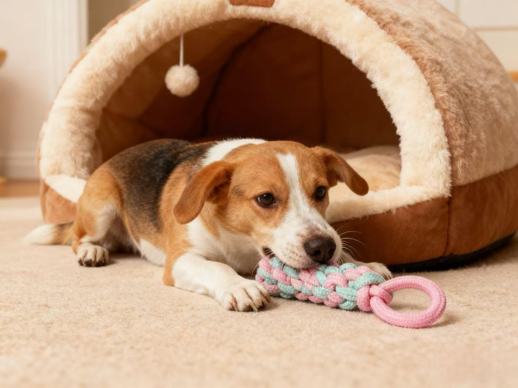 Hundespielzeug aus Seil für große Hunde, langlebiges Kauspielzeug für aggressive Kauer, rosa und grün, 33 cm, großes Hundespielzeug zum Kauen, Zerren und Zahnreinigung, 12 Stück