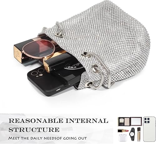 Miniatura 5 de AOYUNHUI Bolsos de mano para mujer, bolso de mano con diamantes de imitación, monederos de embrague para fiesta y boda