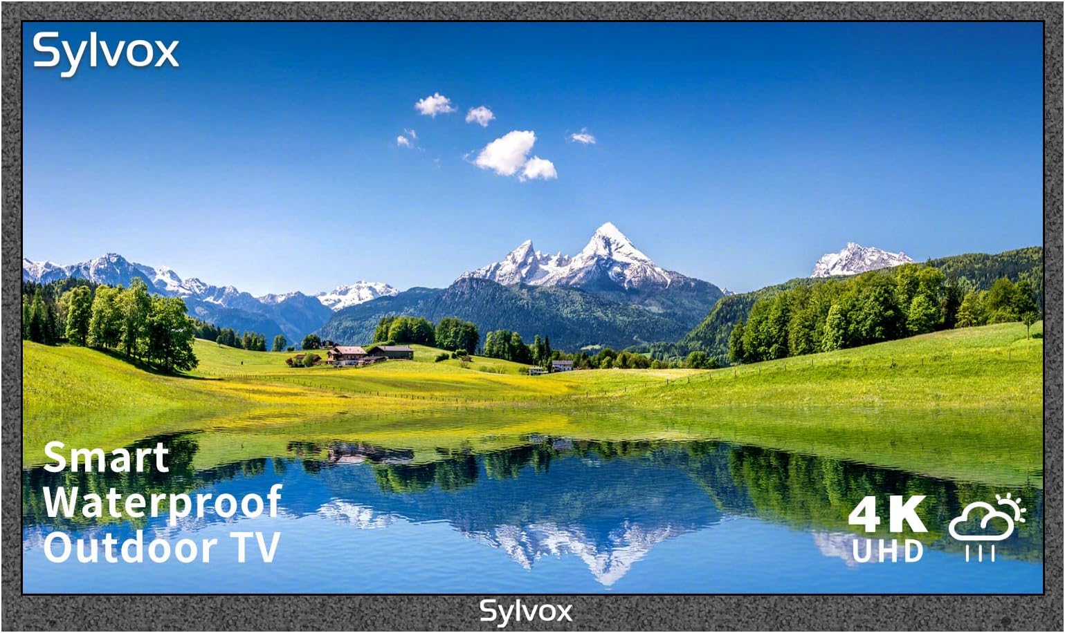 SYLVOX 55-Inch Outdoor TV, Smart TV Waterproof 4K LED, Television with Dual Speakers, Ultra-Thin High Resolution, Support Bluetooth & Wi-Fi, Commercial Grade Suitable for Partial Sun Areas