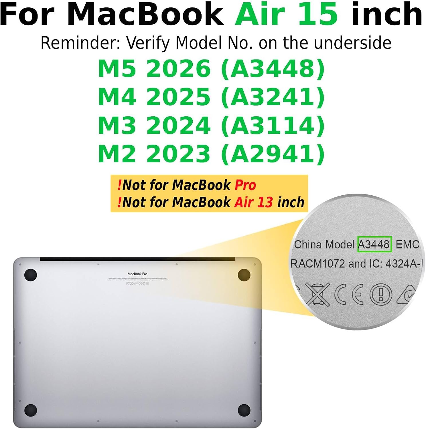 KAIJIAbox Compatible with MacBook Air 15 inch Case M5 M4-M2 2026-2023 Black image 2