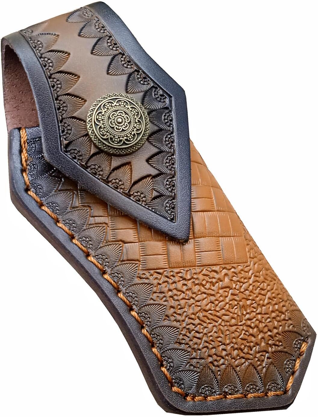 Leather Folding Pocket Knife Sheath for 4.3-5.1 inch Knives,Leather Knife Sheath for Buck 110,Leather Knife Holster,5 inch Leather Knife Sheaths,Leather Knife Pouch (Light Brown) COHOMELARS