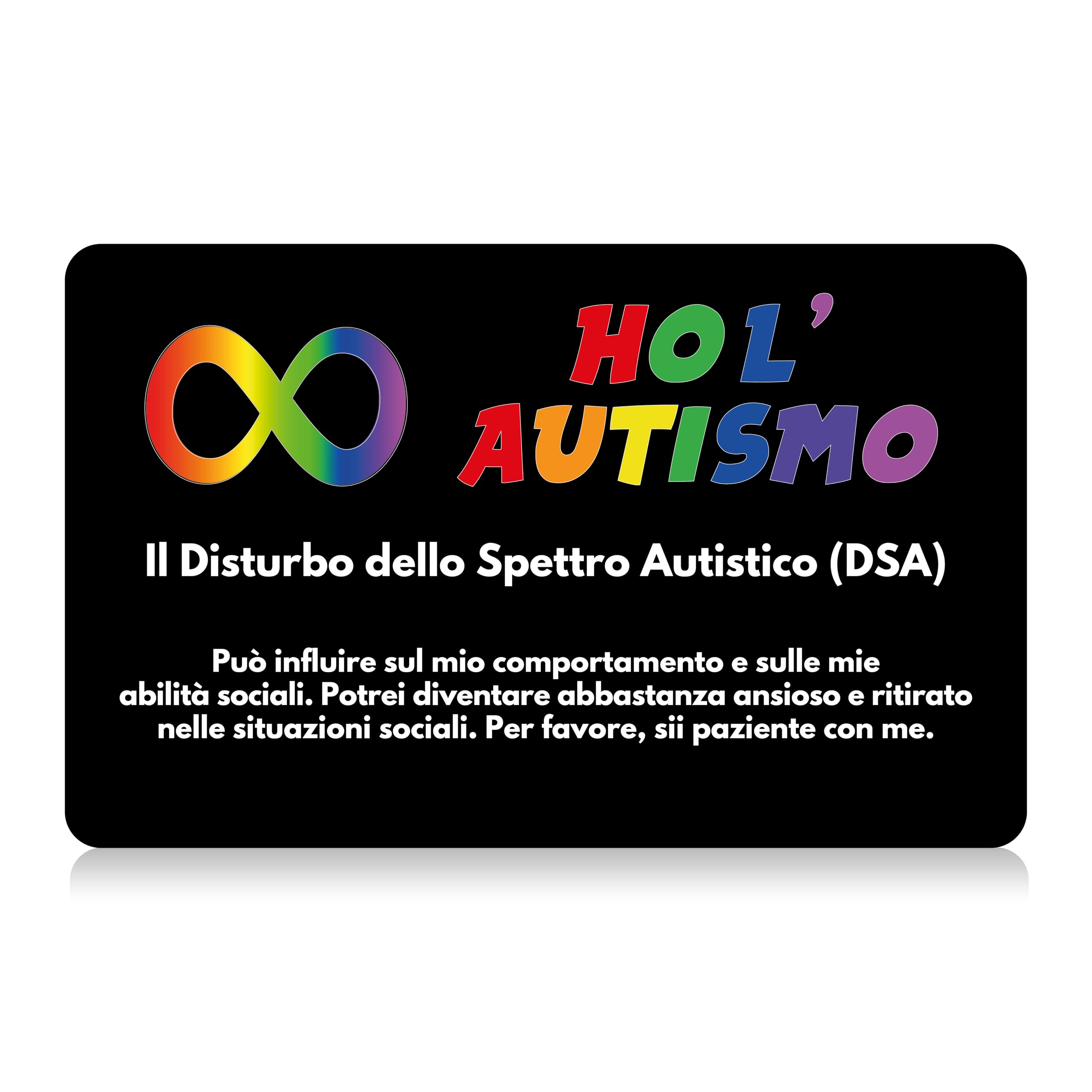 Carte contact autisme TSA avec cordon et panneau inscriptible d'urgence