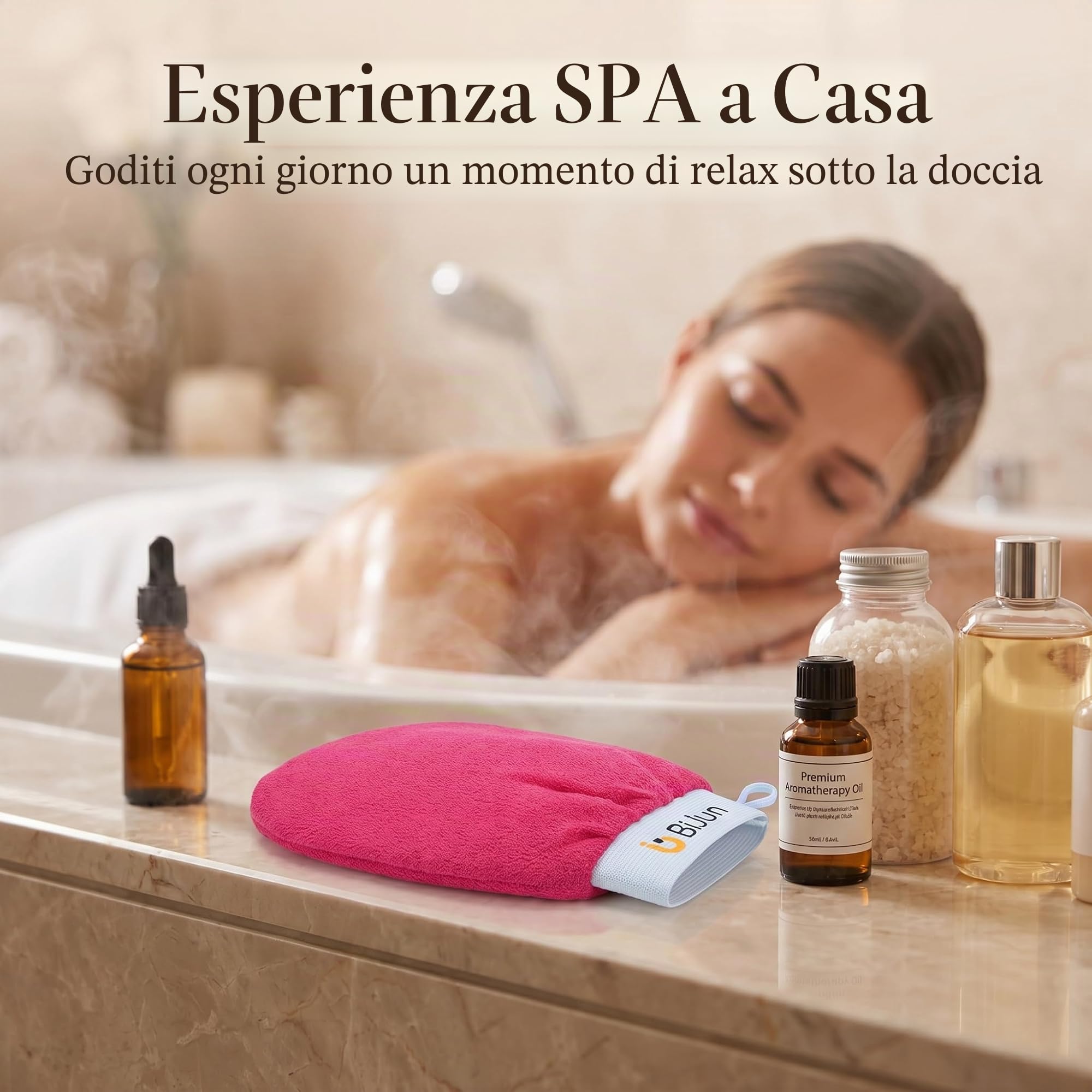 BiJun Guanti Esfolianti Marocchini Kessa Scrub Mitt, Premium Scrub Wash Mitt per bagno o doccia, per tutti i tipi di pelle e migliorare la circolazione sanguigna, doccia, spa