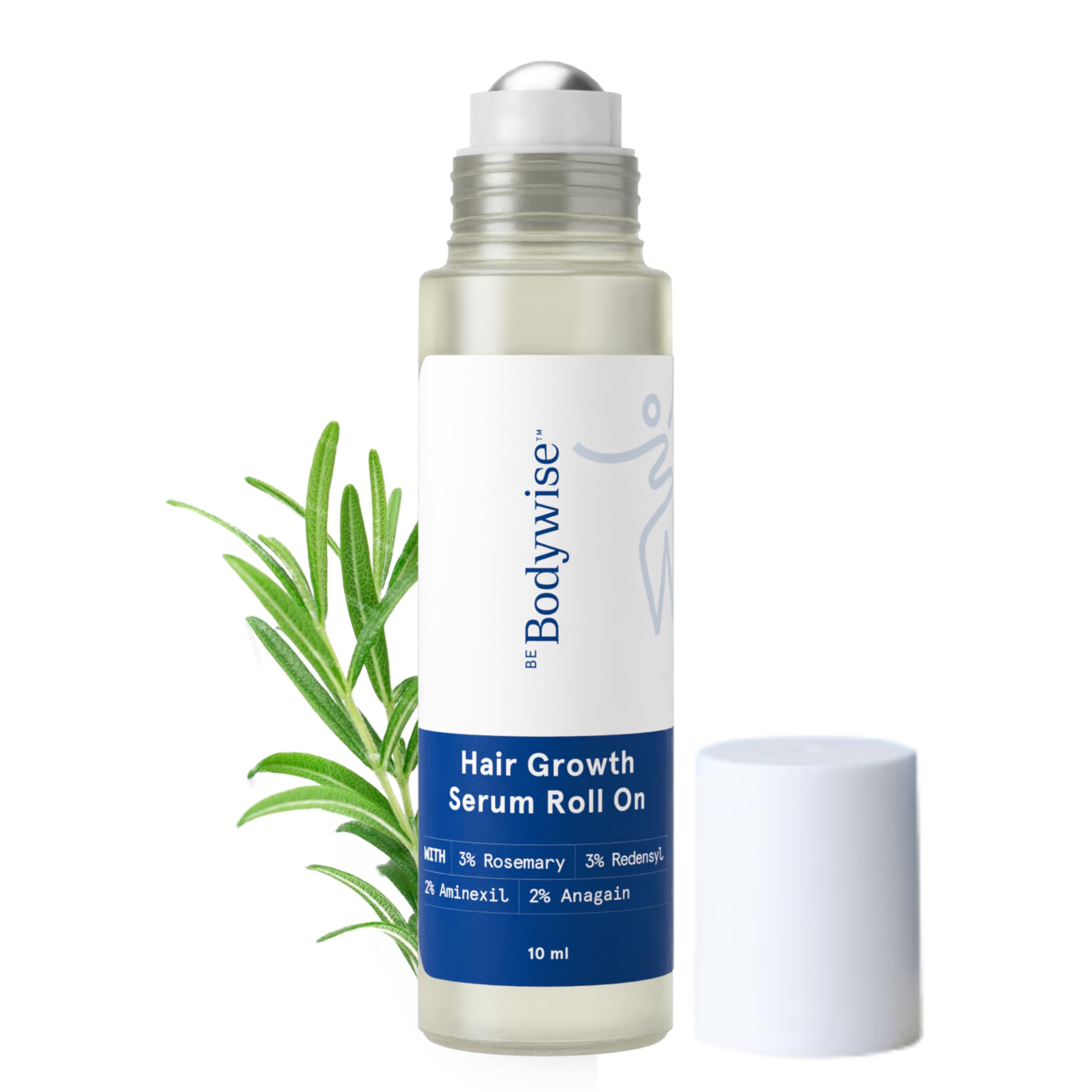 Be Bodywise 3% Rosemary Hair Growth Serum (Roll On) 10ml | 3% Redensyl, 2% Aminexil & 2% Anagain | Thicker & Stronger Hair Growth |For All Hair Types