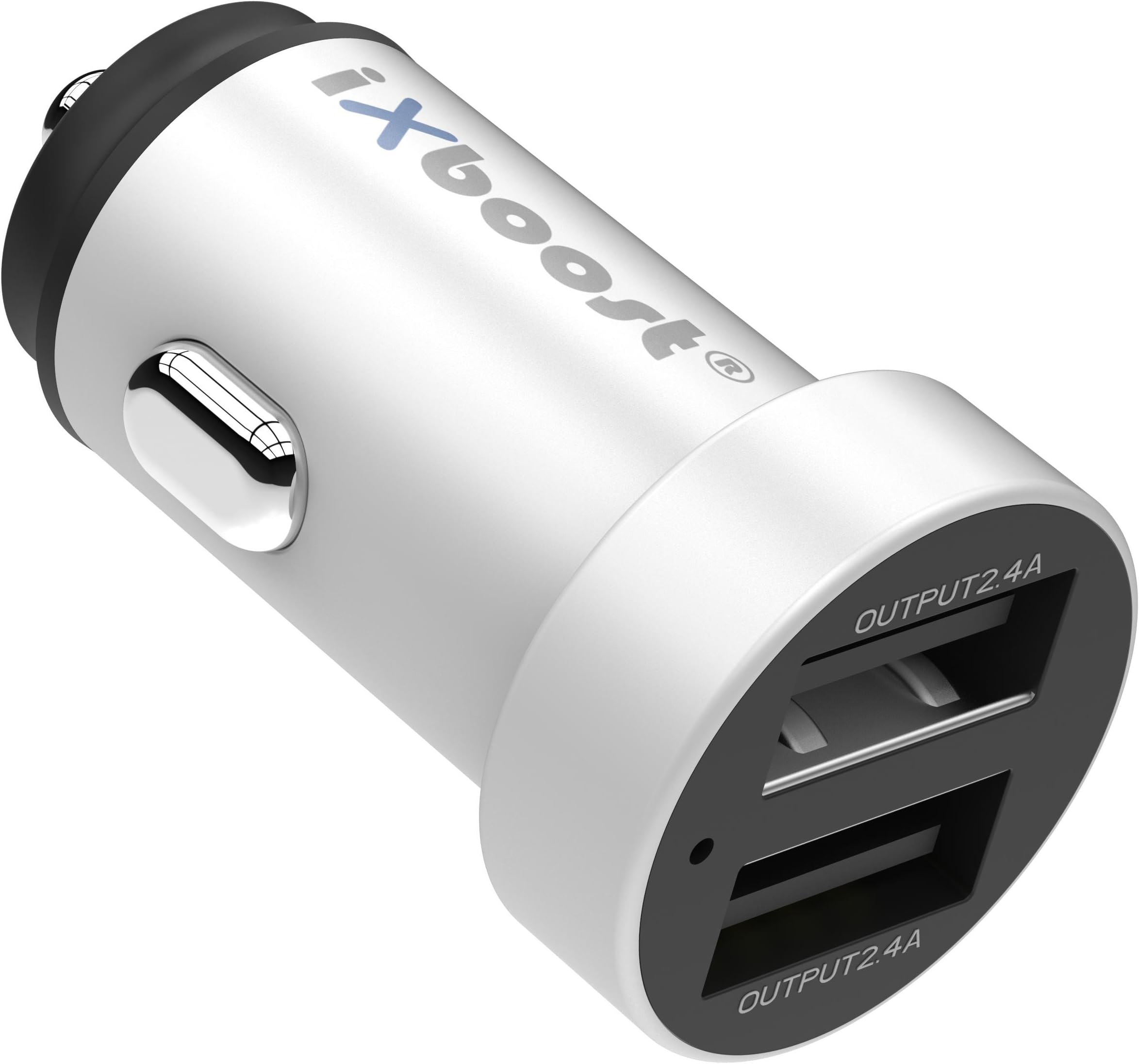 IX 5s Speed Charge 4.8 A Dual USB Car Battery Charger Fully Metal Car Adaptor with Intelligent IC 2 Port Charger for All Mobile Phones e.g. Samsung/HTC/Huawei/LG/iPhone 7 More Silver