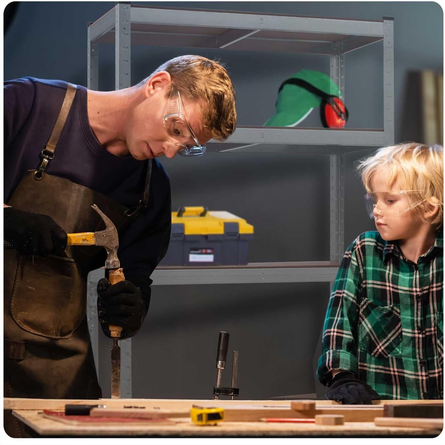 4843 Heavy Duty Shelving Unit with 5 Shelves MDF 180 x 90 x 30 cm Silver