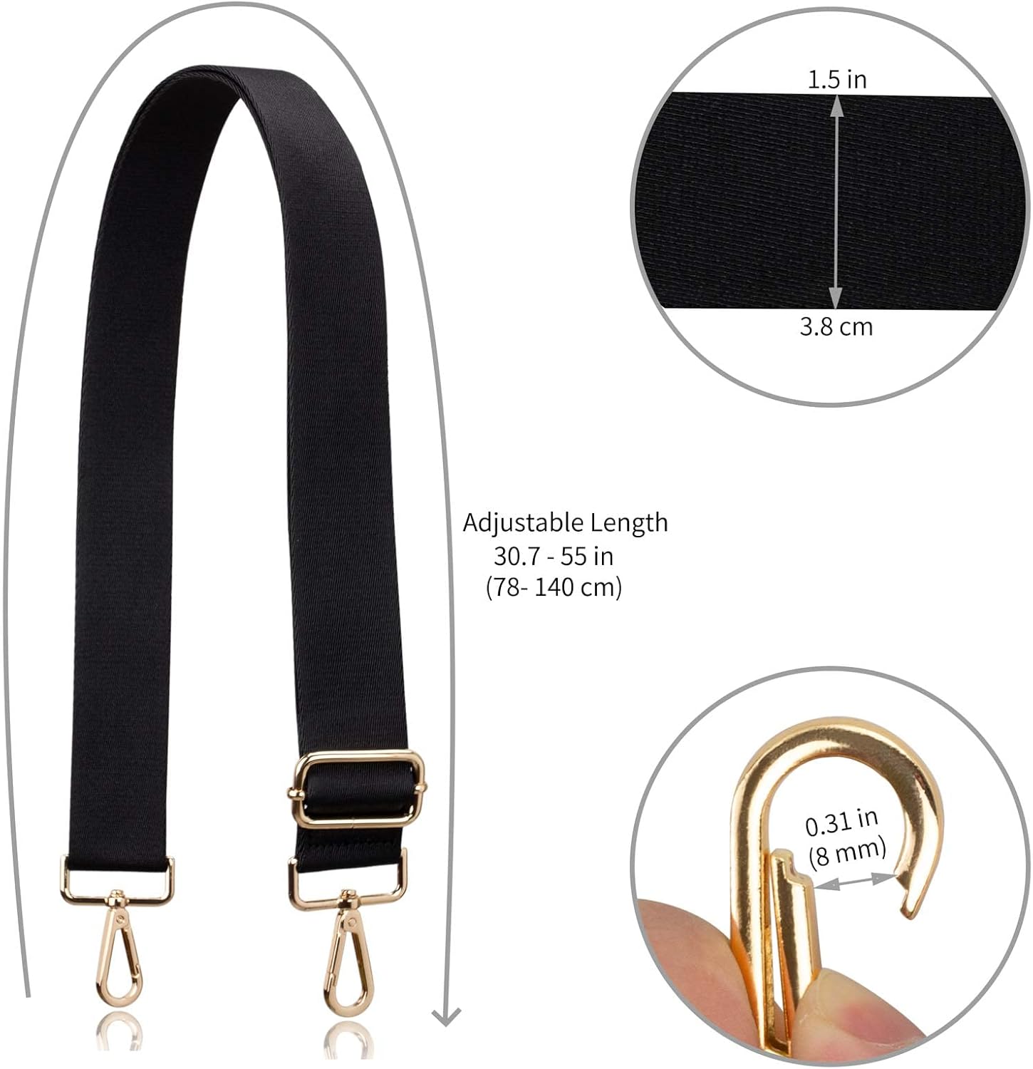 Allzedream Thick Purse Strap Wide Adjustable Replacement Crossbody Bag Handbag - Image 5