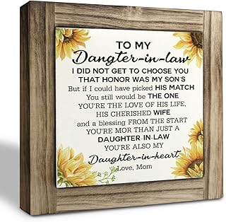 Daughter In Law Gifts, Box Wood Plaques Desk Décor, Wedding Gift for Bride from Mother of the Groom, Daughter-In-Law Birthday Gift from Mother-In-Law, You're Also My Daughter-in-Heart