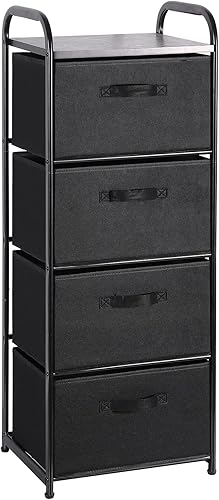 Miniatura 17 de MAX Houser Cómoda de almacenamiento con 3 cajones, cómoda de tela, torre de almacenamiento vertical para dormitorio, armario, oficina, negro negro